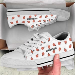 Ladybug Custom Name Low Top Sneakers: Ladybug Lover Gift