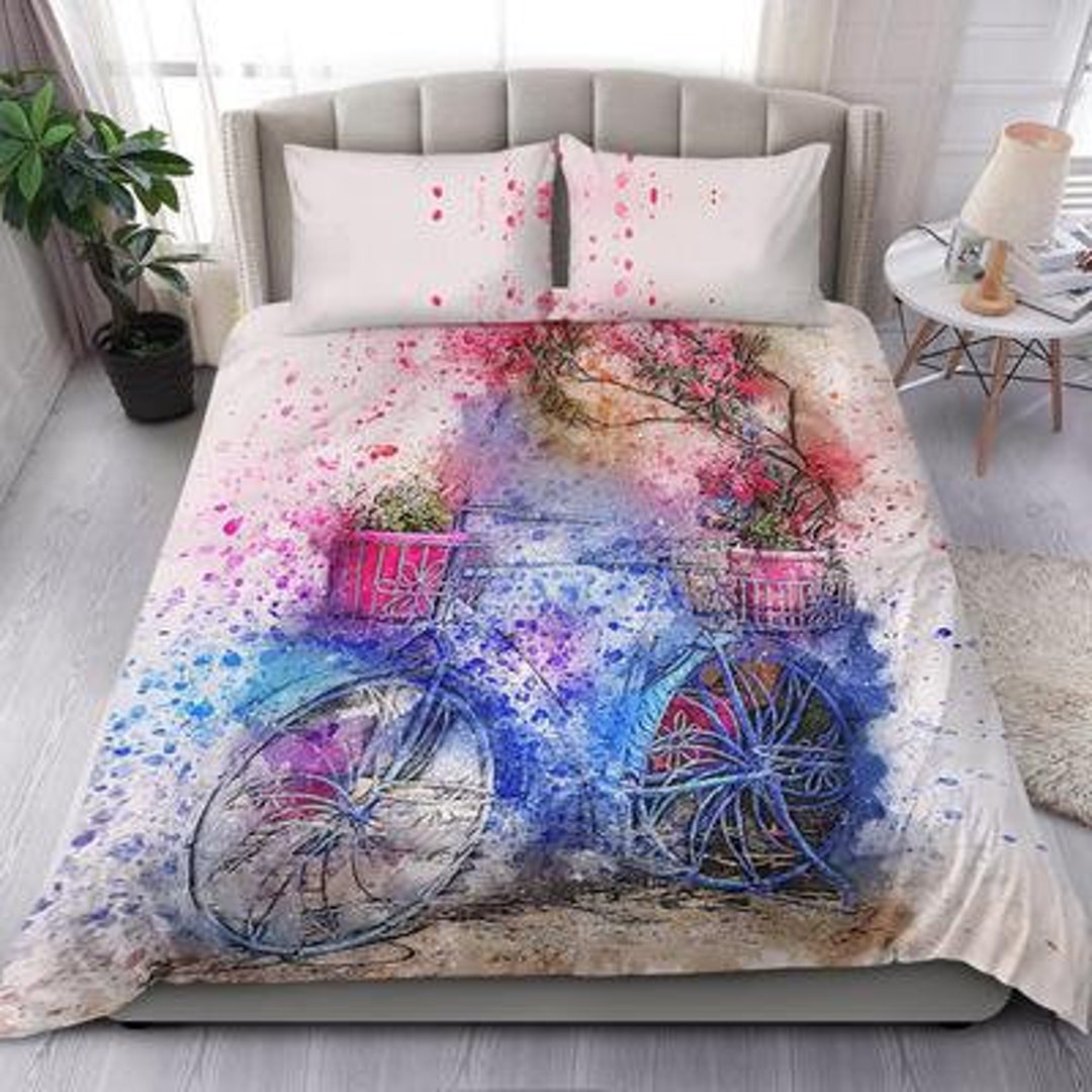 Bicycle Duvet Cover and Pillow Covers Bicycle Bedding Set Etsy
