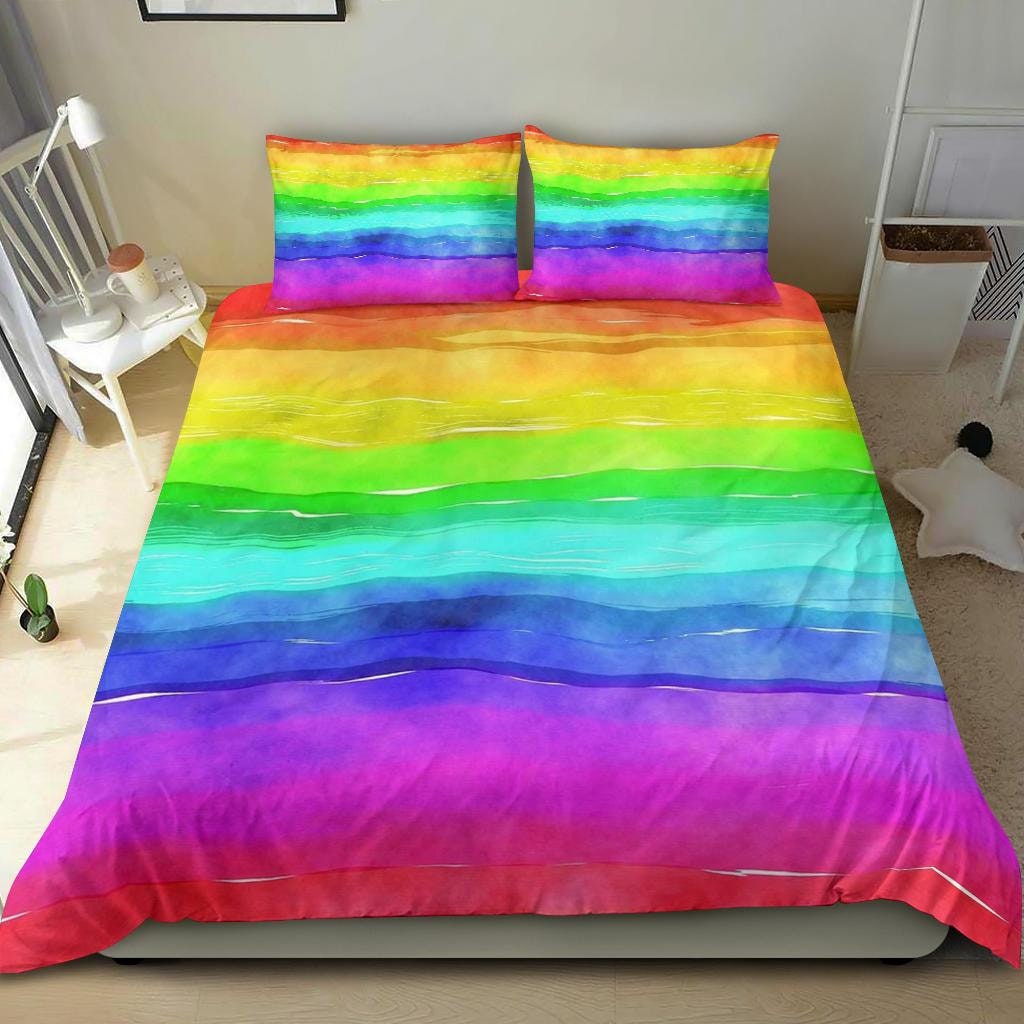 Rainbow Duvet Cover and Pillow Covers Rainbow Bedding Set Etsy