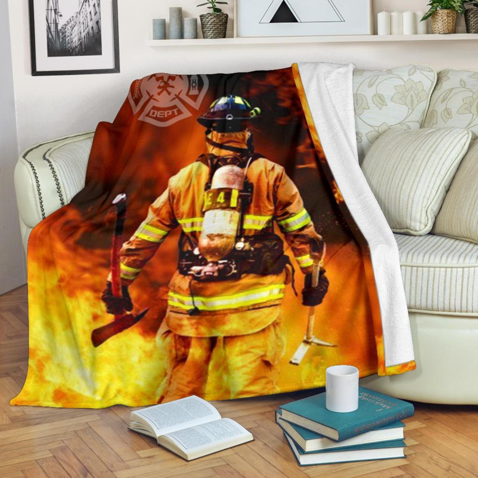 Firefighter Blanket / Firefighter Throw Blanket / Firefighter Etsy
