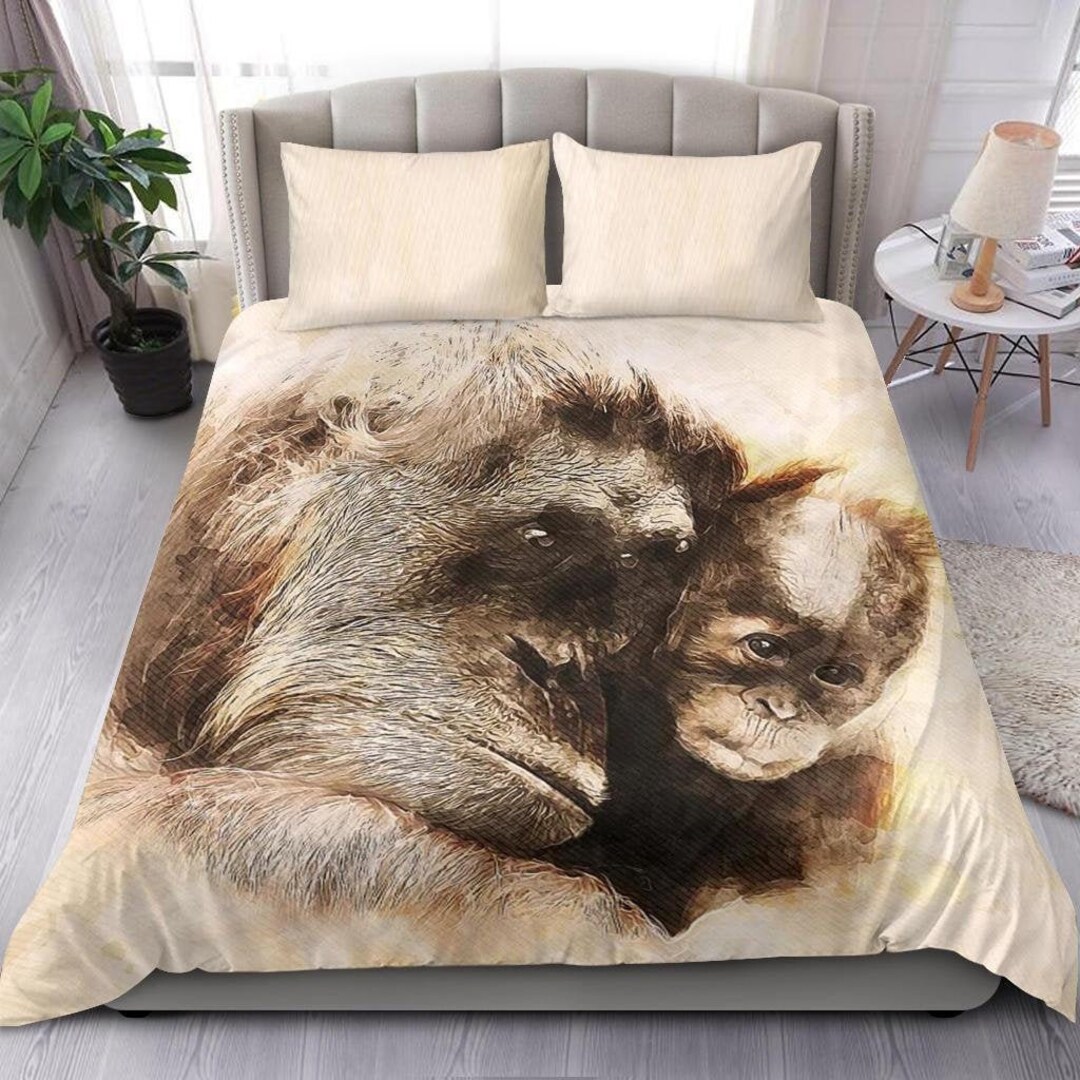 Monkey Duvet Cover and Pillow Covers Monkey Bedding Set Monkey Bed Cover Etsy