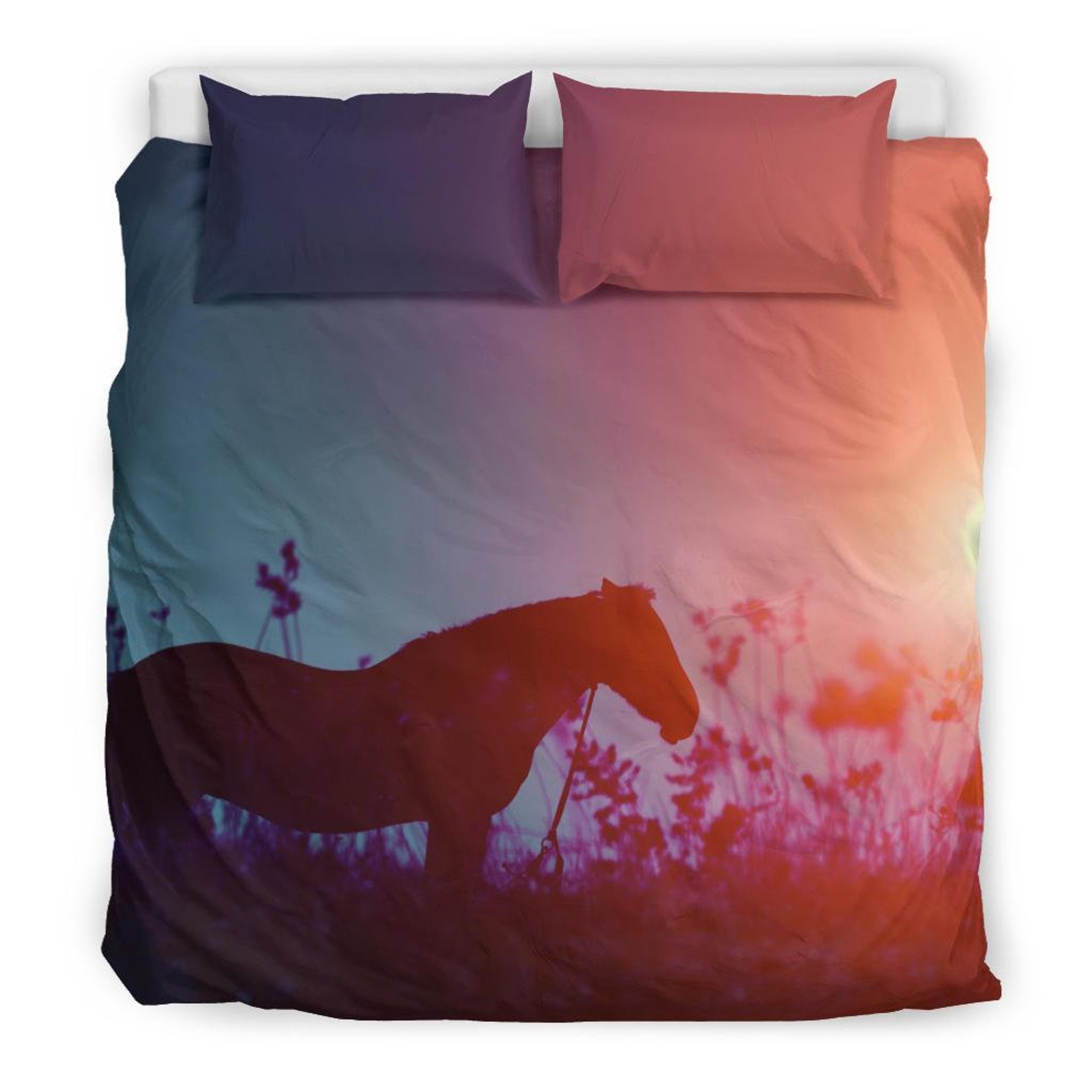 Horse Duvet Cover and Pillow Covers Horse Bedding Set Etsy UK