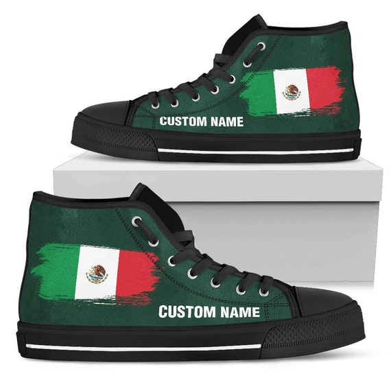 Mexican Flag Custom Name High Top Shoes Mexico Custom Print