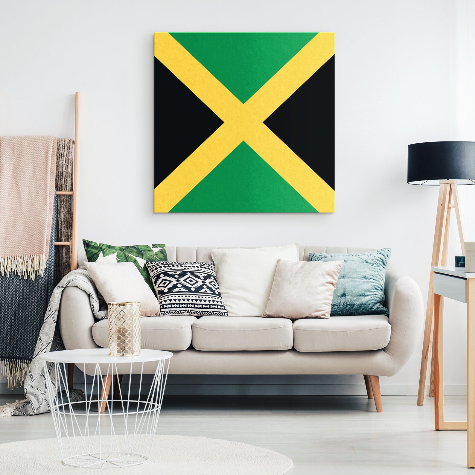 Jamaica Flag Framed Canvas Print Home Artwork Decor Jamaica Etsy