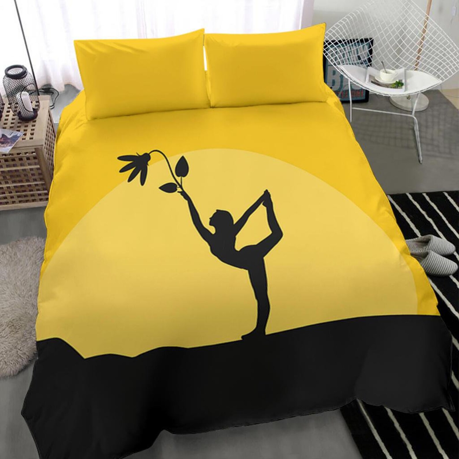 Yoga Duvet Cover and Pillow Covers Yoga Bedding Set Yoga Etsy