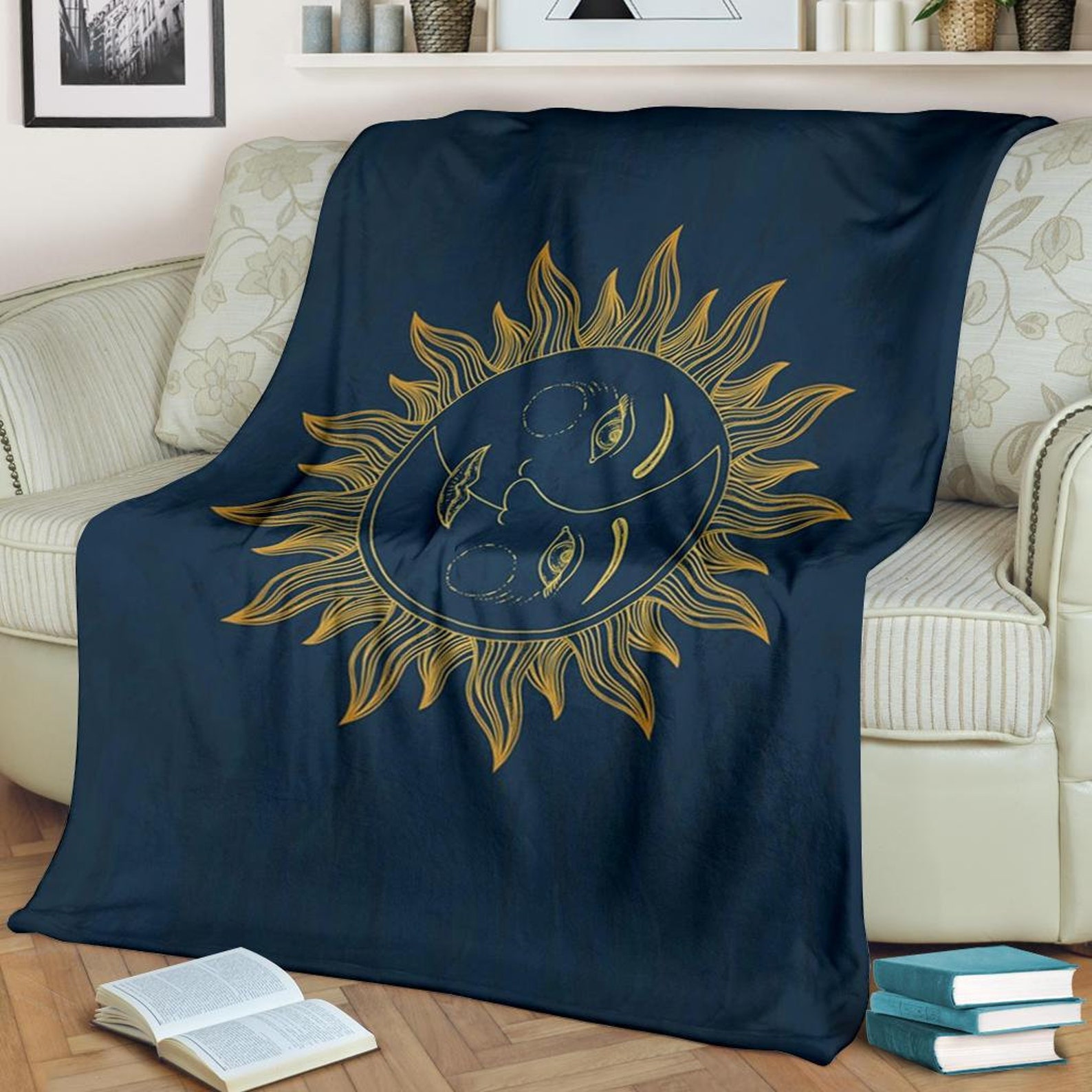 Sun Moon Blanket / Sun Moon Fleece Blanket / Sun Moon Throw Etsy