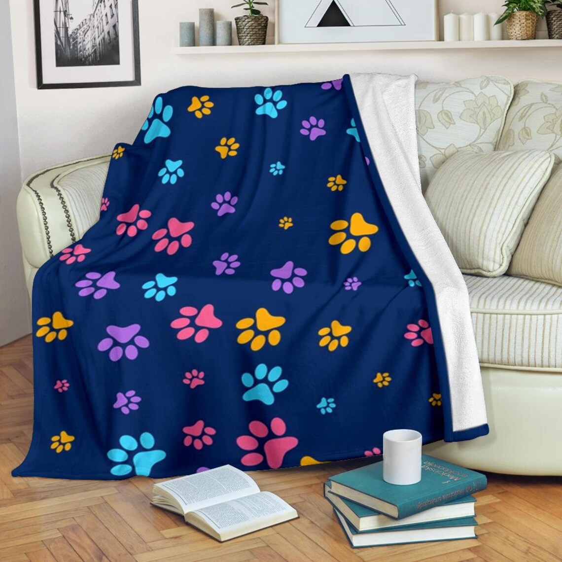 Pet Blanket / Dog Blanket / Cat Blanket / Paw Print Fleece Etsy