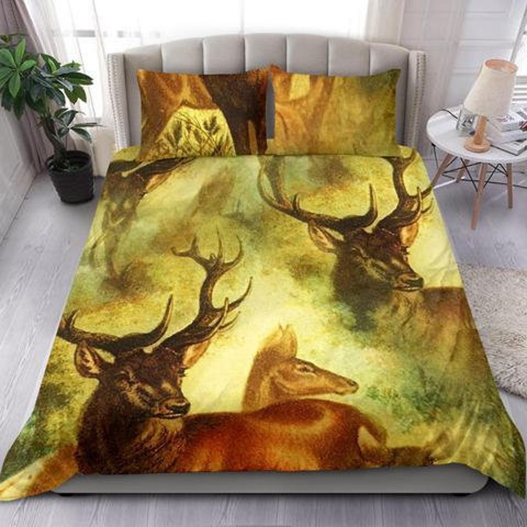Deer Duvet Cover and Pillow Covers Deer Bedding Set Deer Etsy UK