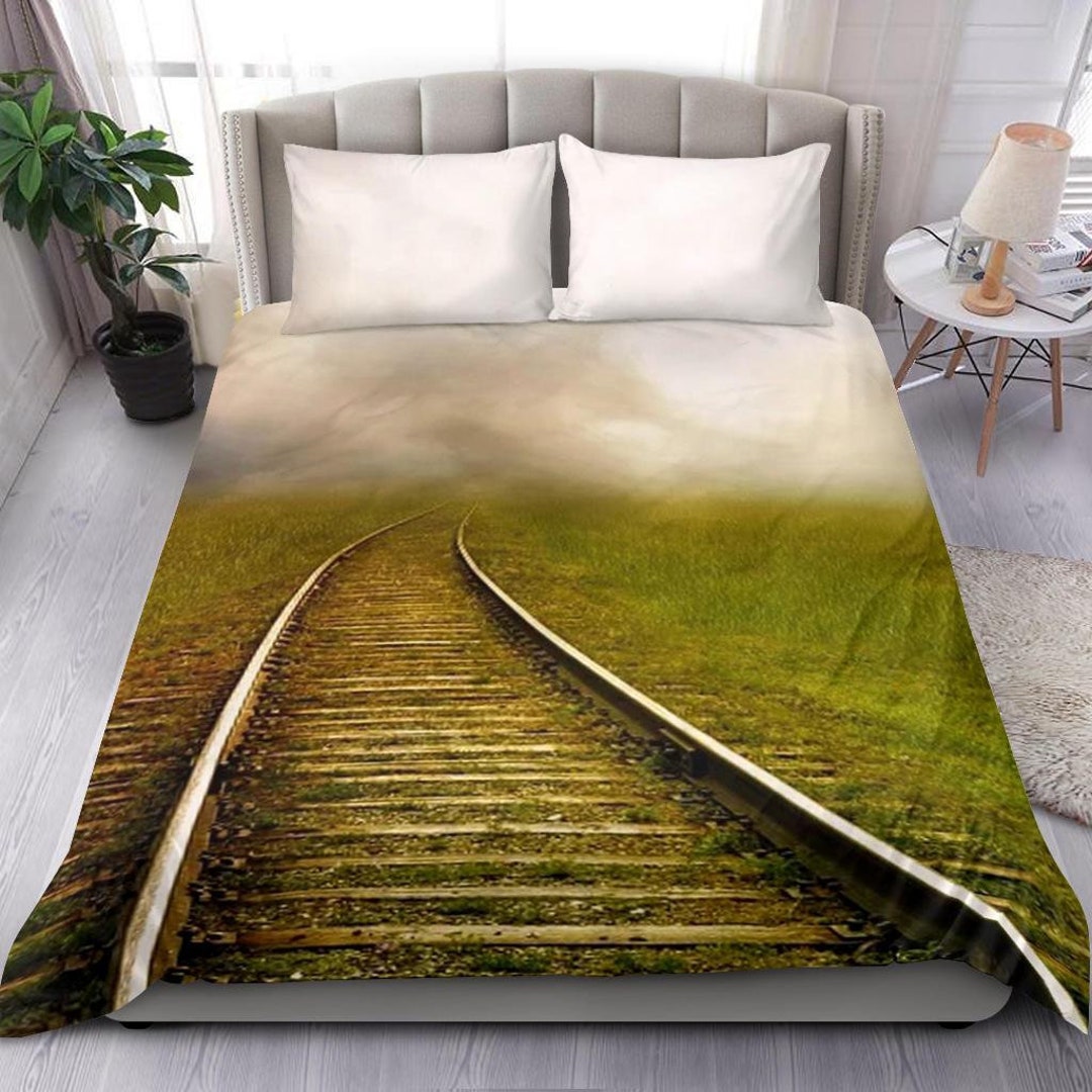 Railroad Duvet Cover and Pillow Covers Railroad Bedding Set Etsy