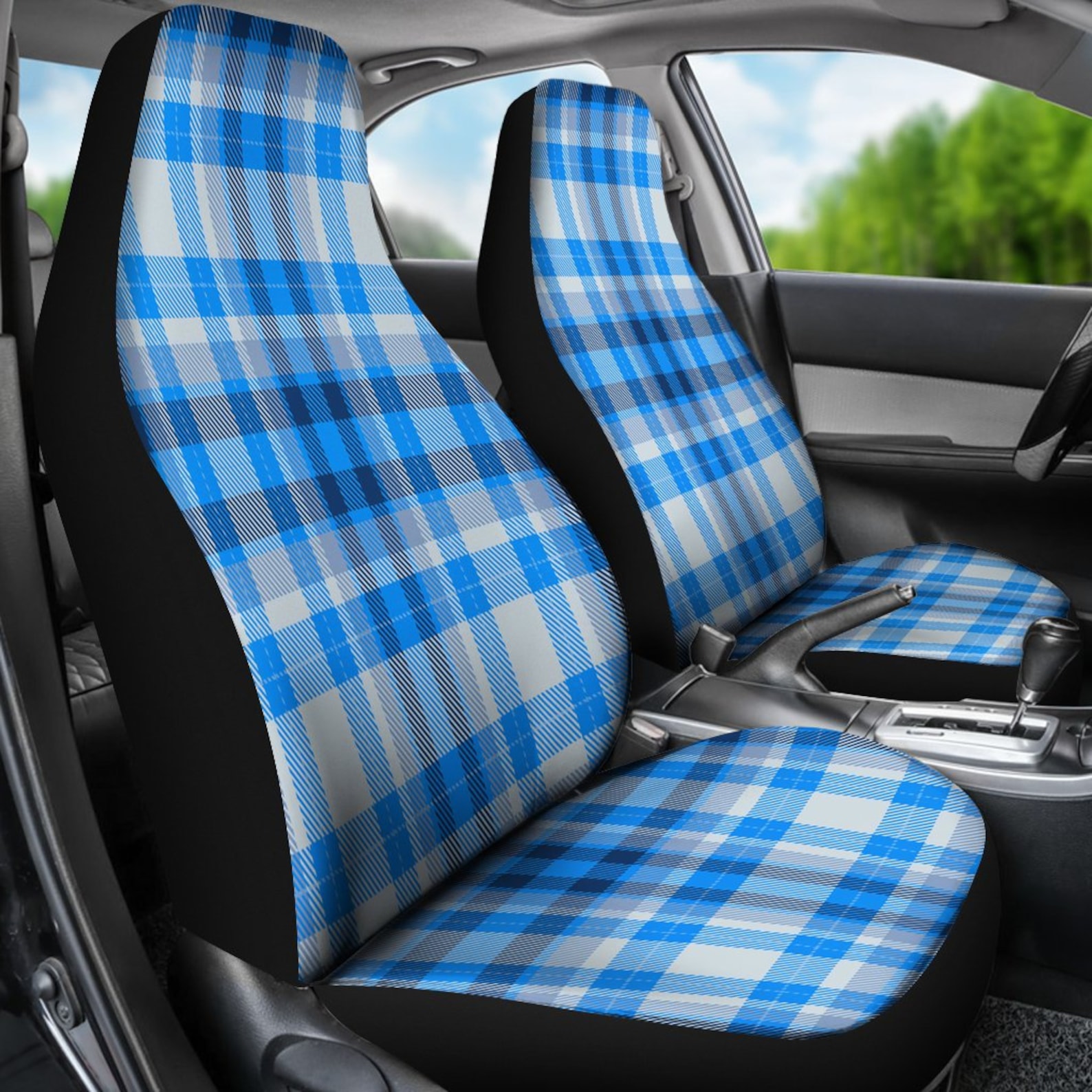 Blue Plaid Seat Covers set of 2 / 2 Front Car Seat Covers / Etsy