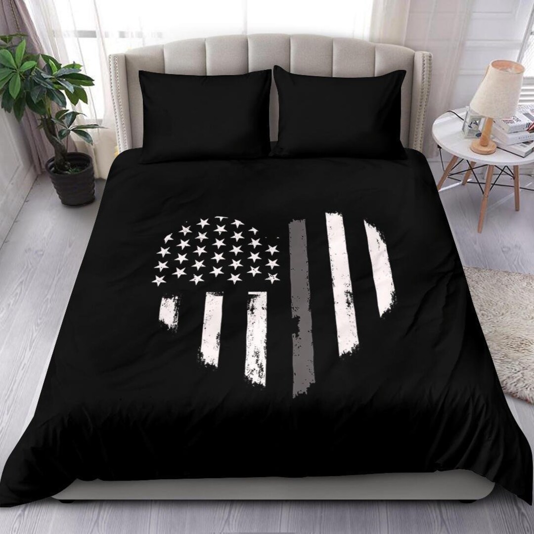 Thin Grey Line Heart Duvet Cover and Pillow Covers Correctional Officer