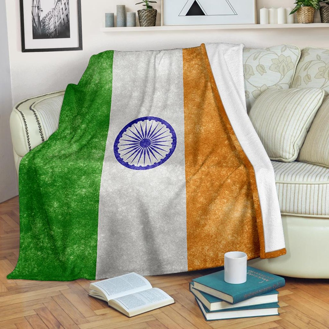 India Blanket / India Flag Blanket / Hindu Blanket / India Fleece