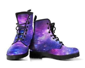 Galaxy Leather Boots, Handcrafted Custom Print, Men's Women's Winter Boots