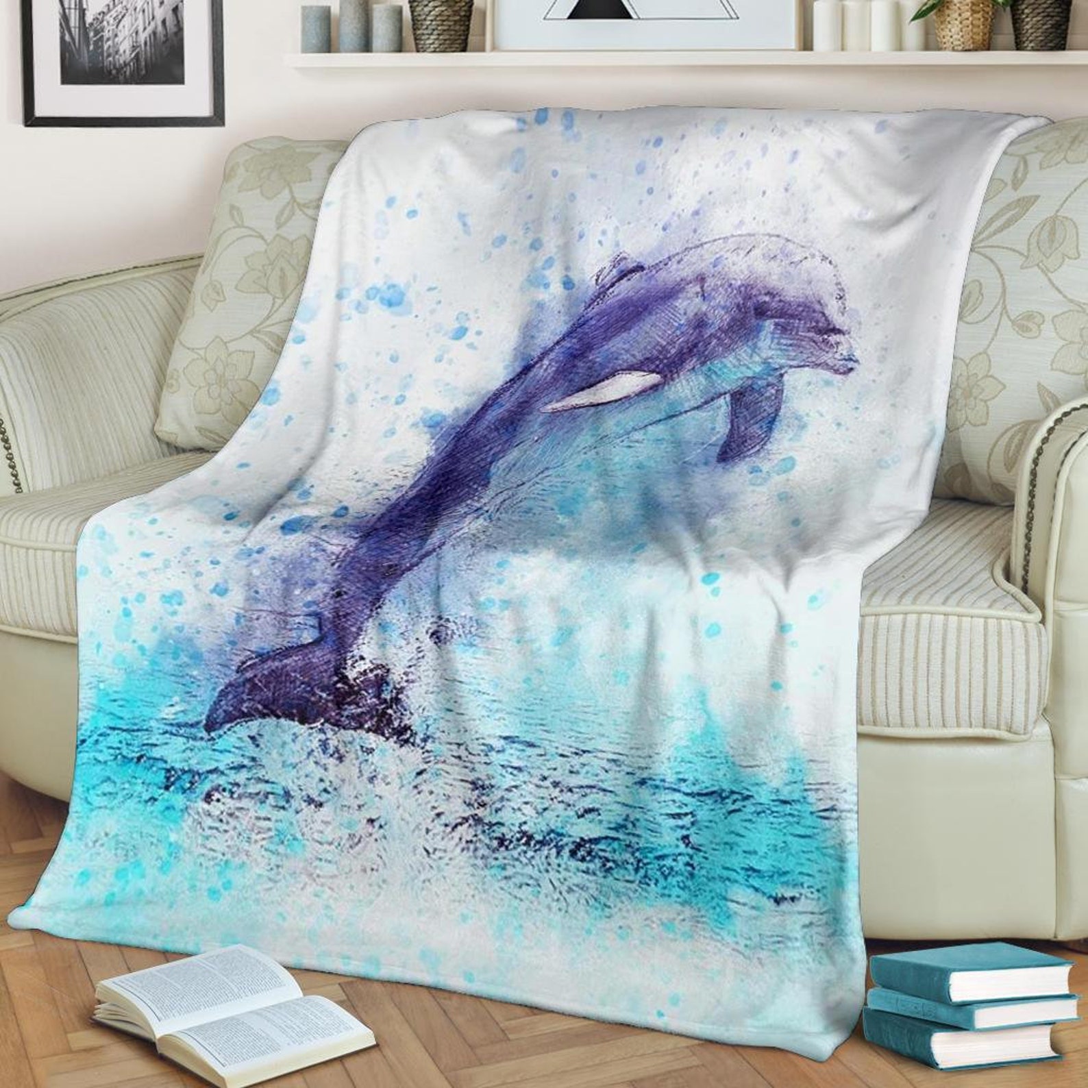 Dolphin Blanket / Dolphin Throw Blanket / Dolphin Fleece Etsy