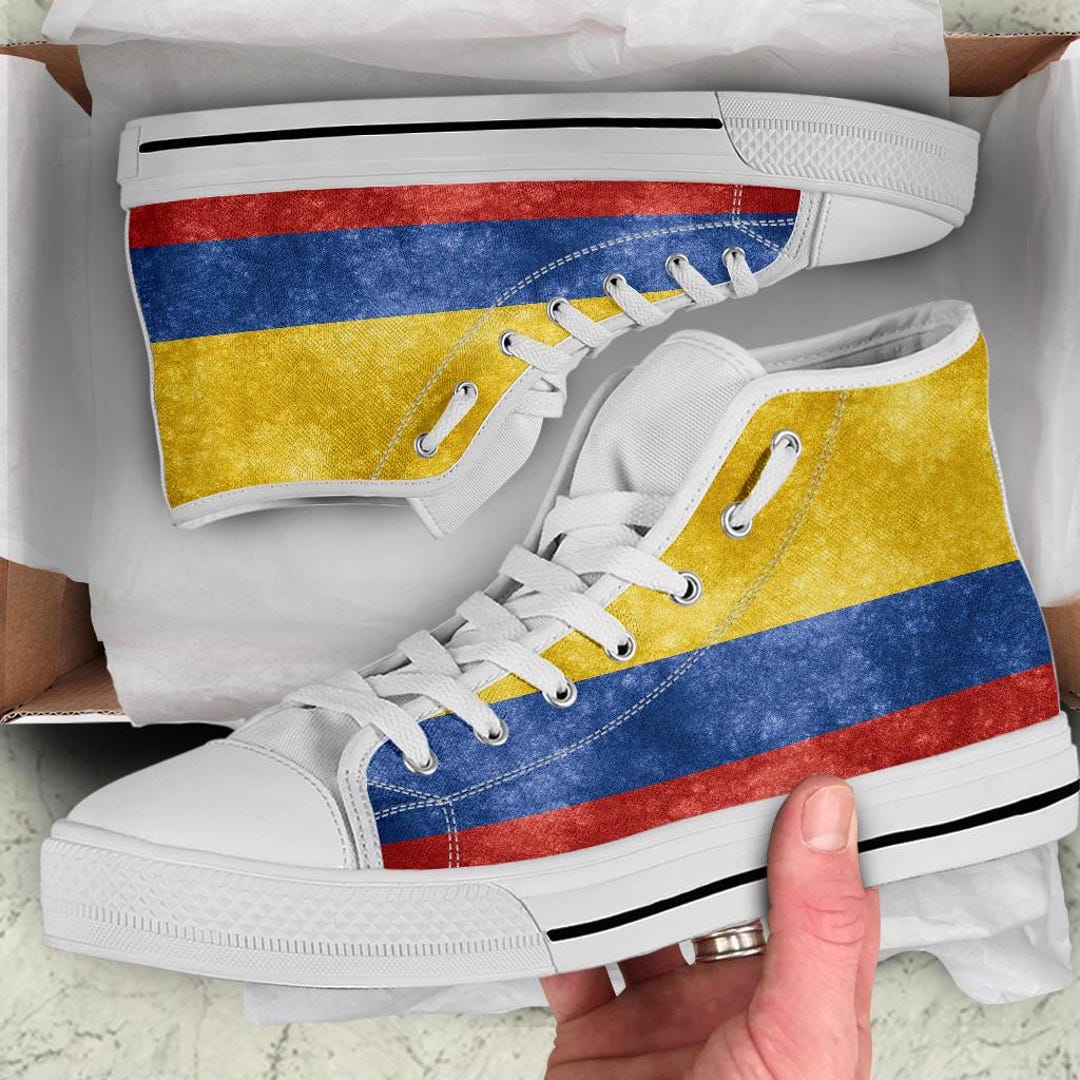 Zapatillas altas de lona con estampado personalizado y bandera colombiana  España