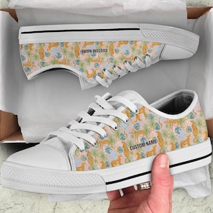 Cheetah Print Low Top Sneakers: Custom Name Trainers