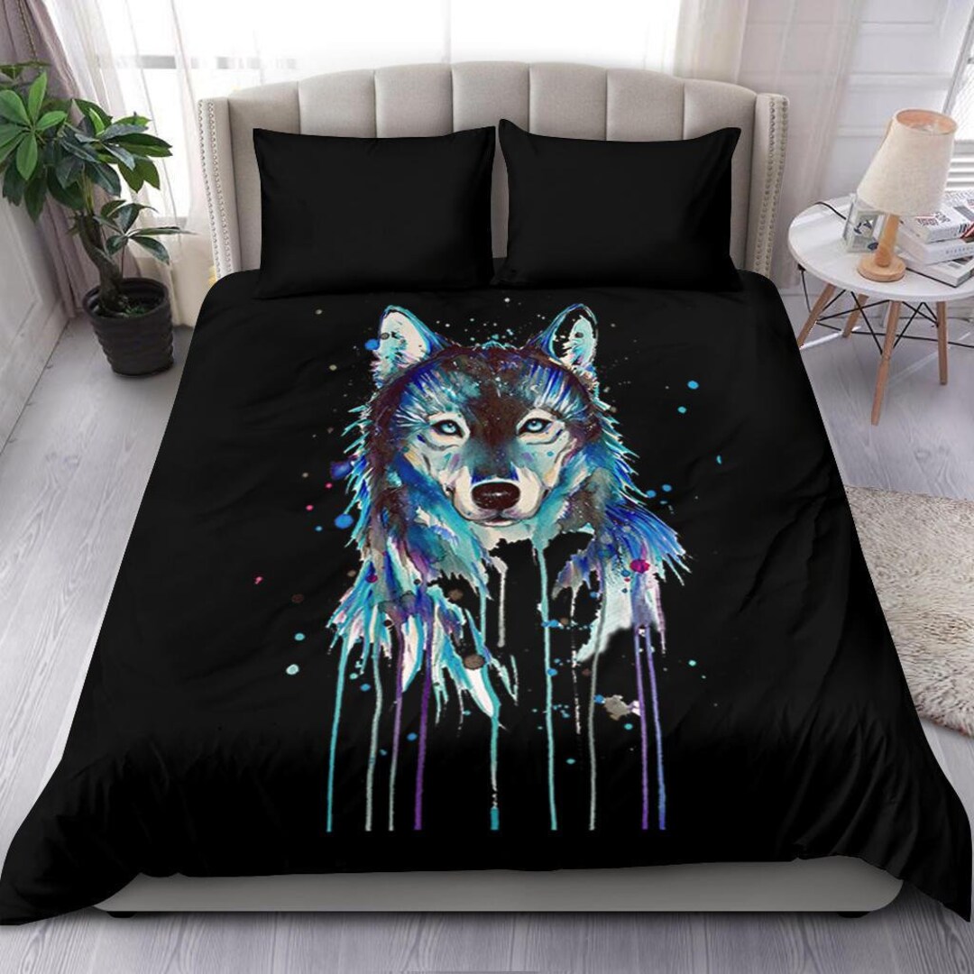 Wolf Duvet Cover and Pillow Covers Wolf Bedding Set Wolf Bed Cover Etsy