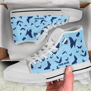 Butterfly Custom Name High Top Canvas Sneakers
