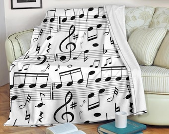 Music Notes Blanket / Music Throw Blanket / Music Fleece Blanket / Music Adult Blanket / Music Kid Blanket