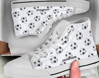 Soccer Custom Name High Top Sneakers / Soccer Custom Print Shoes / Soccer High Top Shoes / Soccer Player Gift
