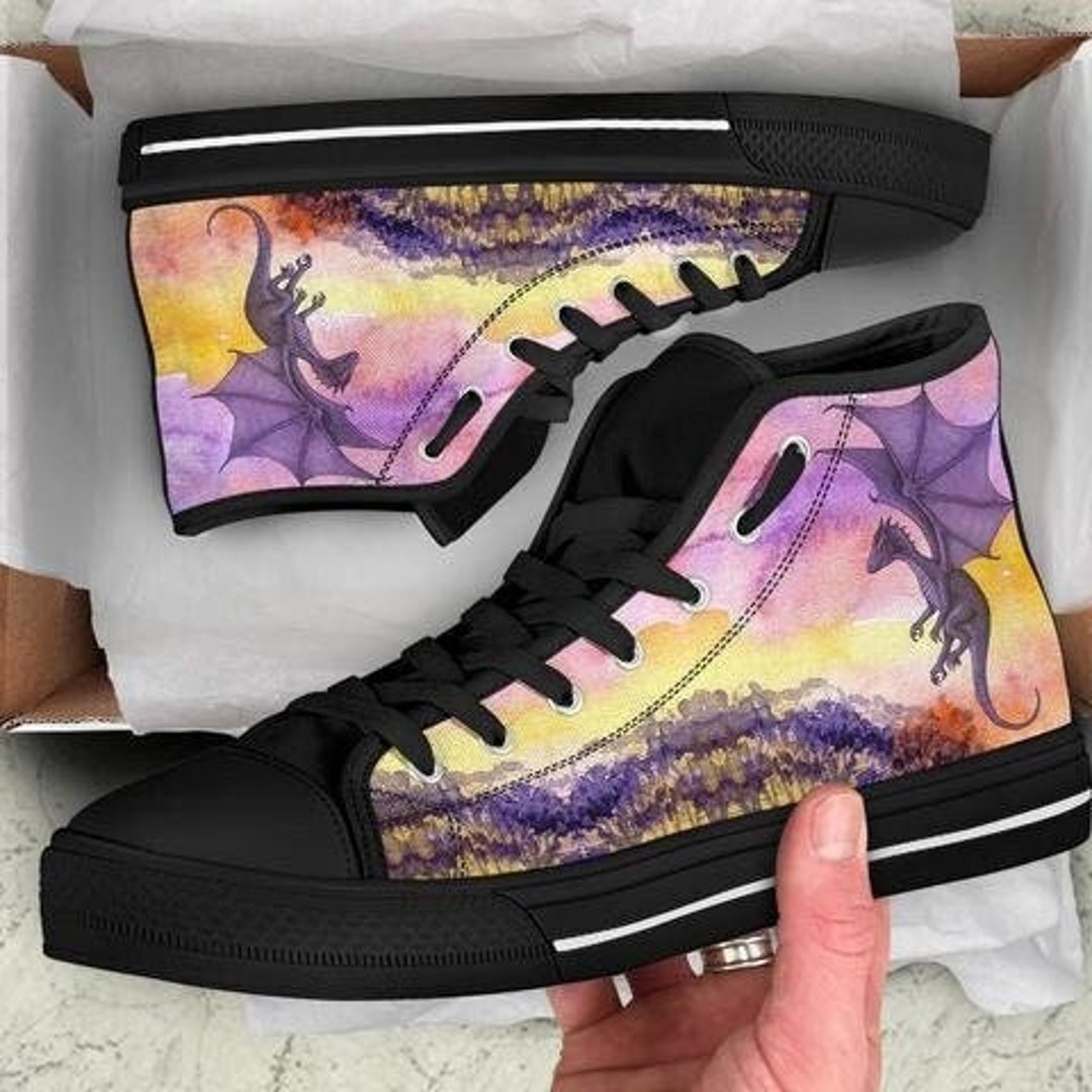 Dragon High Top Shoes / Dragon Custom Print Shoes / Dragon Sneakers ...
