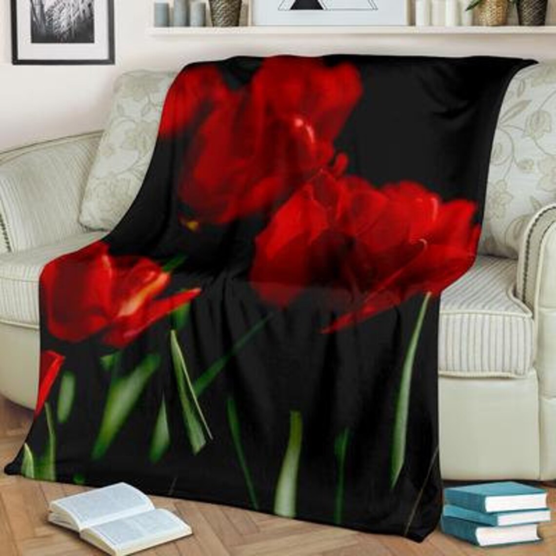 Tulips Blanket / Tulips print blanket / Tulips Fleece blanket Etsy