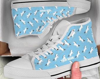 靴 Handmade Reverse Horse Hightop Sneakers Horse Shoes, Horse High Top Sneaker, Animal Fan Converse Style