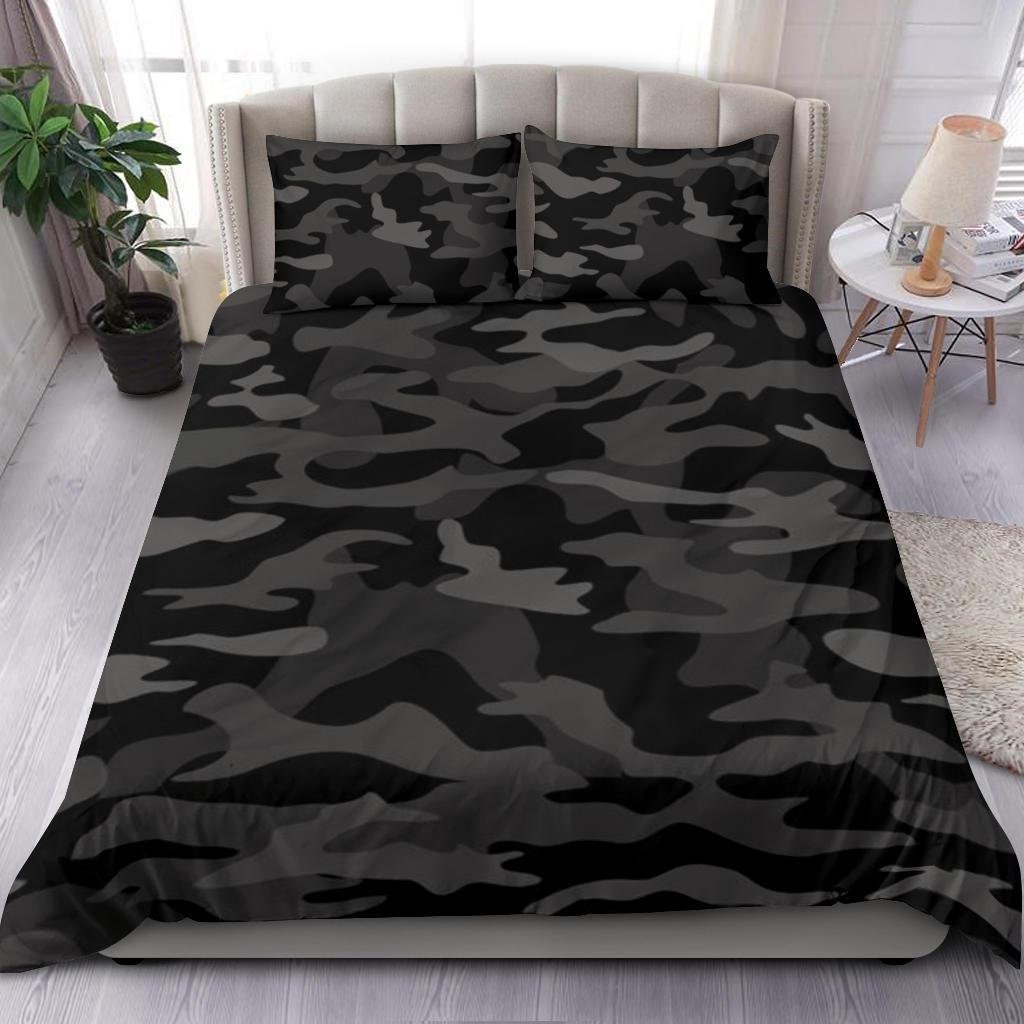 Black Camouflage Duvet Cover and Pillow Covers Camo Bedding Set Camo Bed Cover Etsy UK