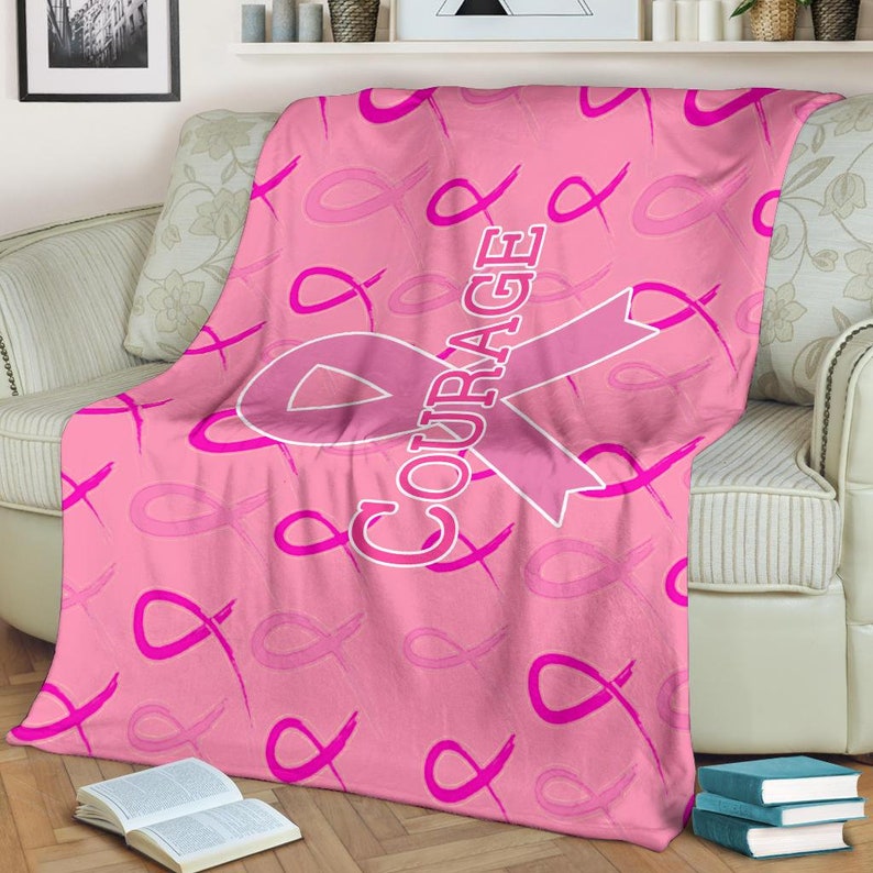 Breast Cancer Blanket / Fight Cancer With Faith Blanket / Etsy