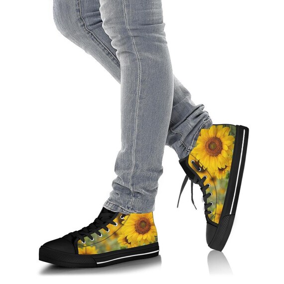 Sunflower High Top Sneakers Sunflower Custom Print Trainers Shoes Sunflower High Top Shoes Sunflower Lover Gift
