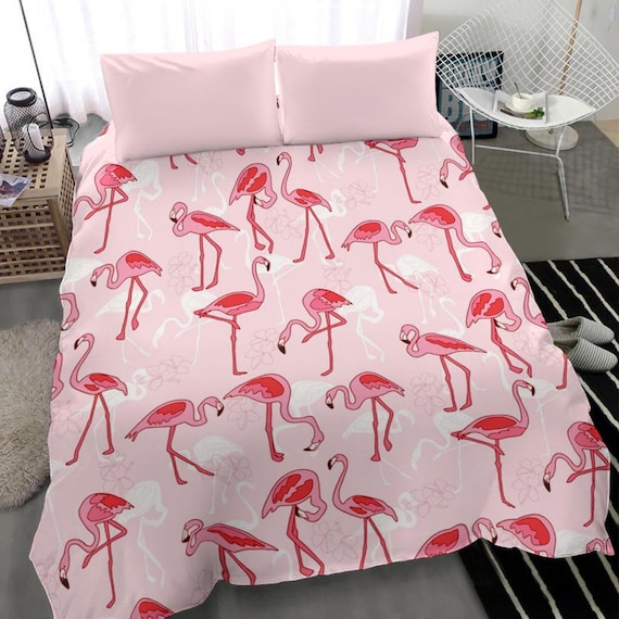 Flamingo Duvet Cover Pillow Covers Flamingo Bedding Set - Etsy