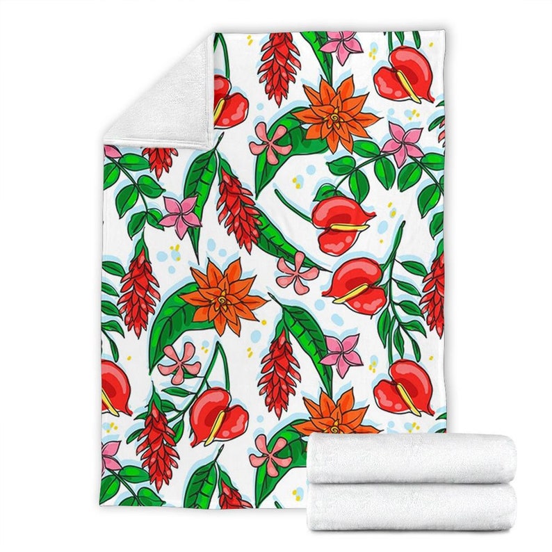 Flowers blanket / Floral print blanket / Fleece blanket / Cosy Etsy