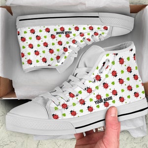 Ladybug Custom Name High Top Sneakers: Ladybug Lover Gift