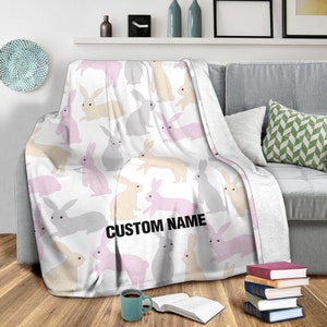 Custom Name Rabbit Blanket: Soft Fleece Bunny Throw