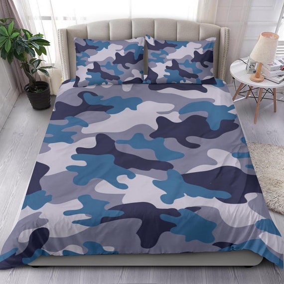 Blue Camouflage Dekbed Cover en kussen covers Blue Camo Bedding