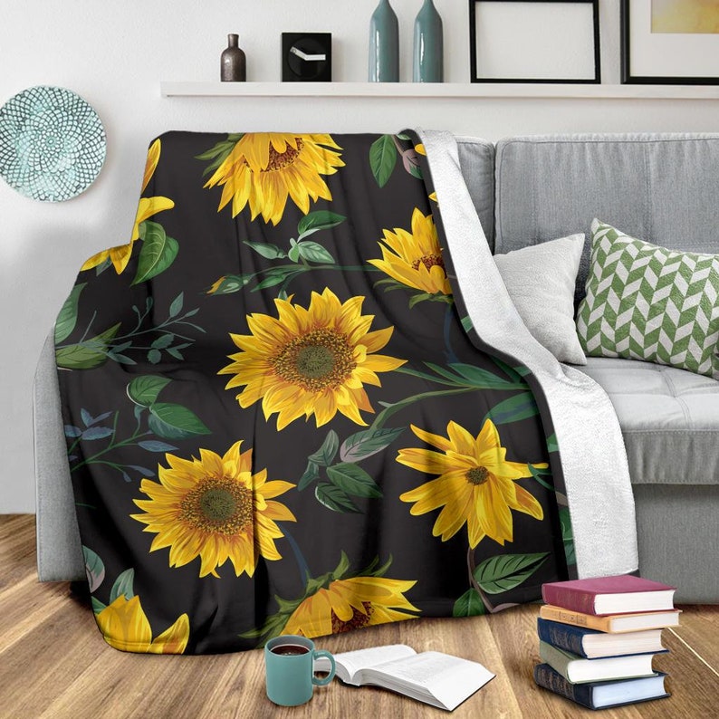 Sunflower Blanket Sunflower Throw Blanket Sunflower Fleece Etsy