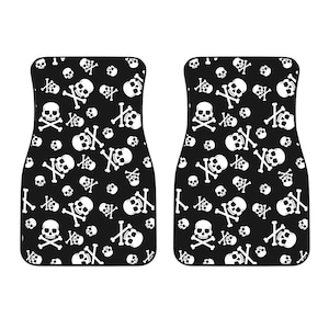 Skull Car Mats: Waterproof Polyester, Skid-Free Grip