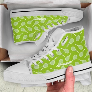 Tennis Custom Name Sneakers / Tennis High Top Sneakers / Tennis Custom Print Shoes / Tennis High Top Shoes / Tennis Lover Gift