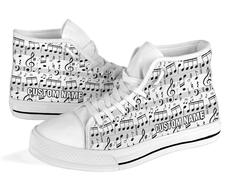 Music Notes High Top Sneakers: Custom Print Trainer Shoes - Etsy UK