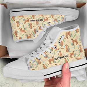 Cheetah Print High Top Sneakers: Custom Name Trainers