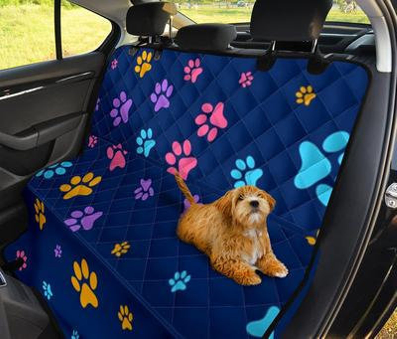 Paws Print Pet Backseat Covercar Accessories Dog Lovers Etsy