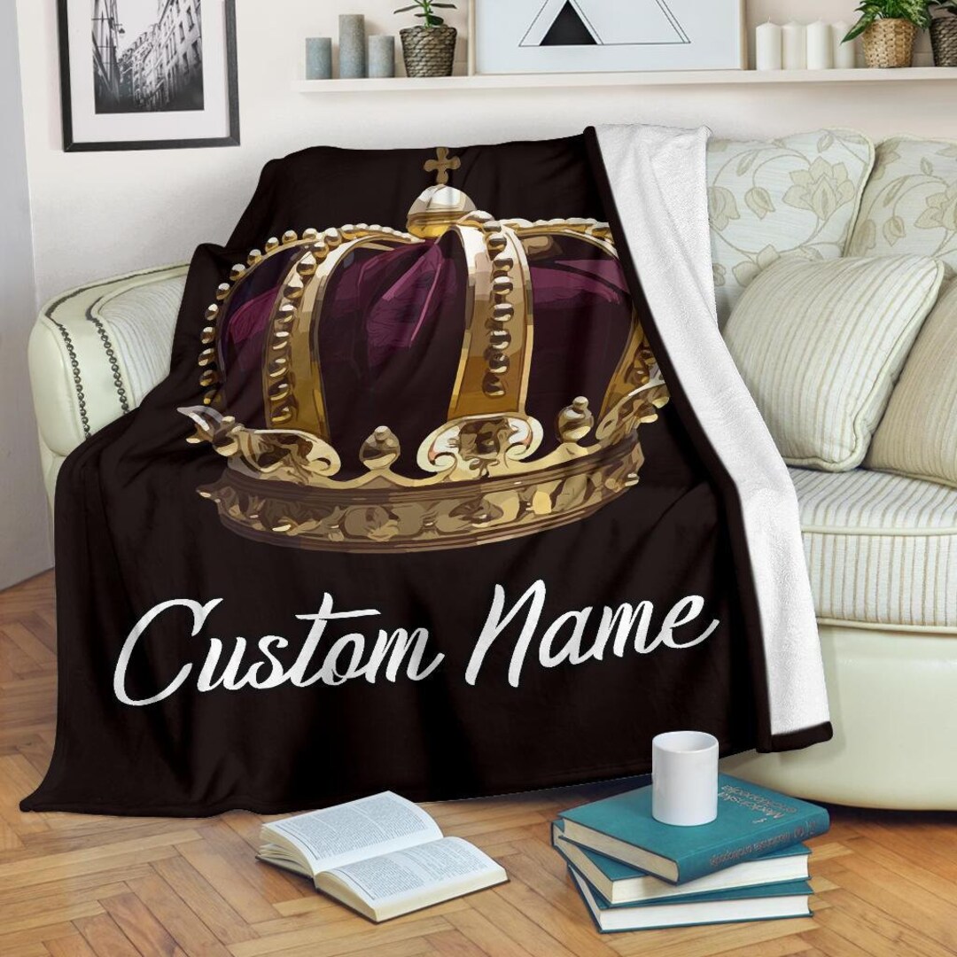 Crown Custom Name Blanket / Crown Queen Throw Blanket / Crown King