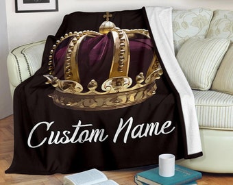 Crown Custom Name Blanket / Crown Queen Throw Blanket / Crown King Fleece Blanket / Crown Adult Blanket / Crown Kid Blanket