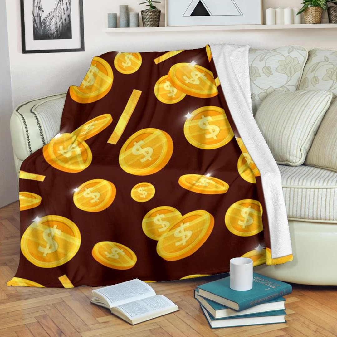 Coins Blanket / Money Throw Blanket / Dollar Fleece Blanket / Etsy