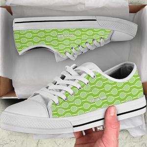Baskets de tennis personnalisées / Chaussures basses de tennis / Baskets basses de tennis / Chaussures de tennis imprimées personnalisées / Cadeau pour amateur de tennis