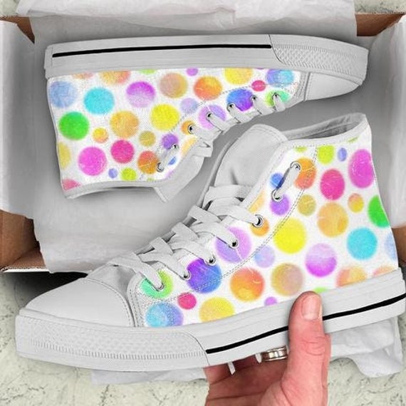 Buy Polka Dots High Top Shoes Polka Dots Custom Print Shoes