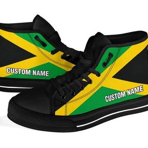 Jamaican Flag Custom Name High Top Shoes / Jamaica Custom Print Shoes / Jamaica Sneakers / Jamaica Gift image 4