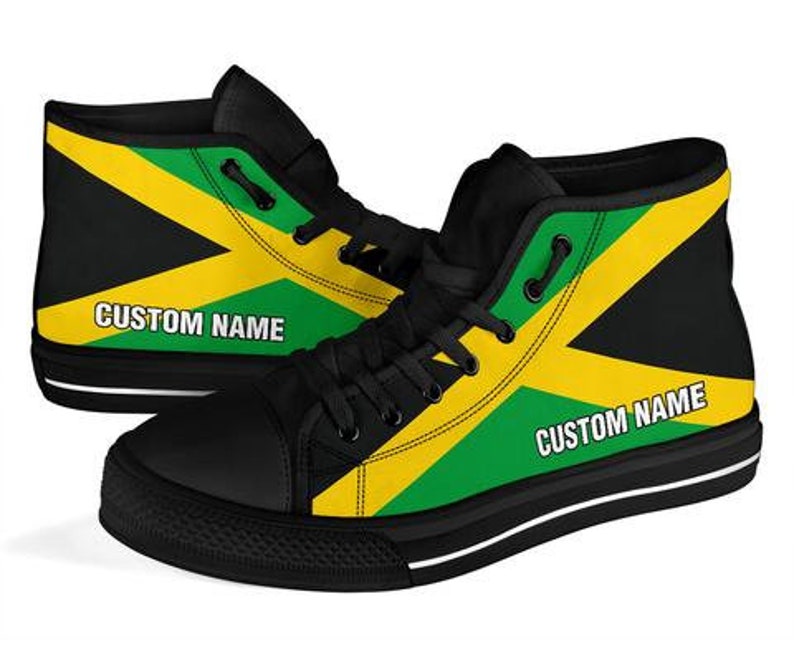 Jamaican Flag Custom Name High Top Shoes / Jamaica Custom Print Shoes / Jamaica Sneakers / Jamaica Gift image 4