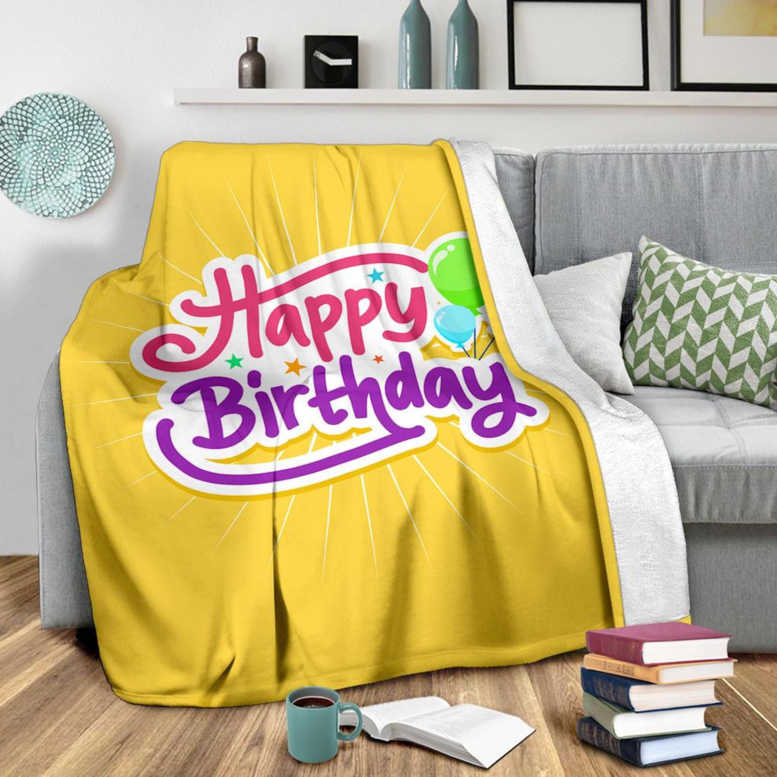 Happy Birthday Blanket / Birthday Throw Blanket / Birthday Etsy