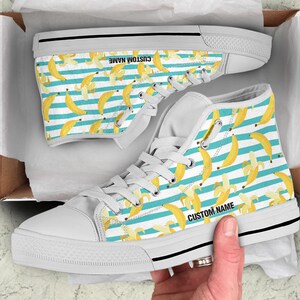Banana Print High Top Sneakers: Custom Name Trainers